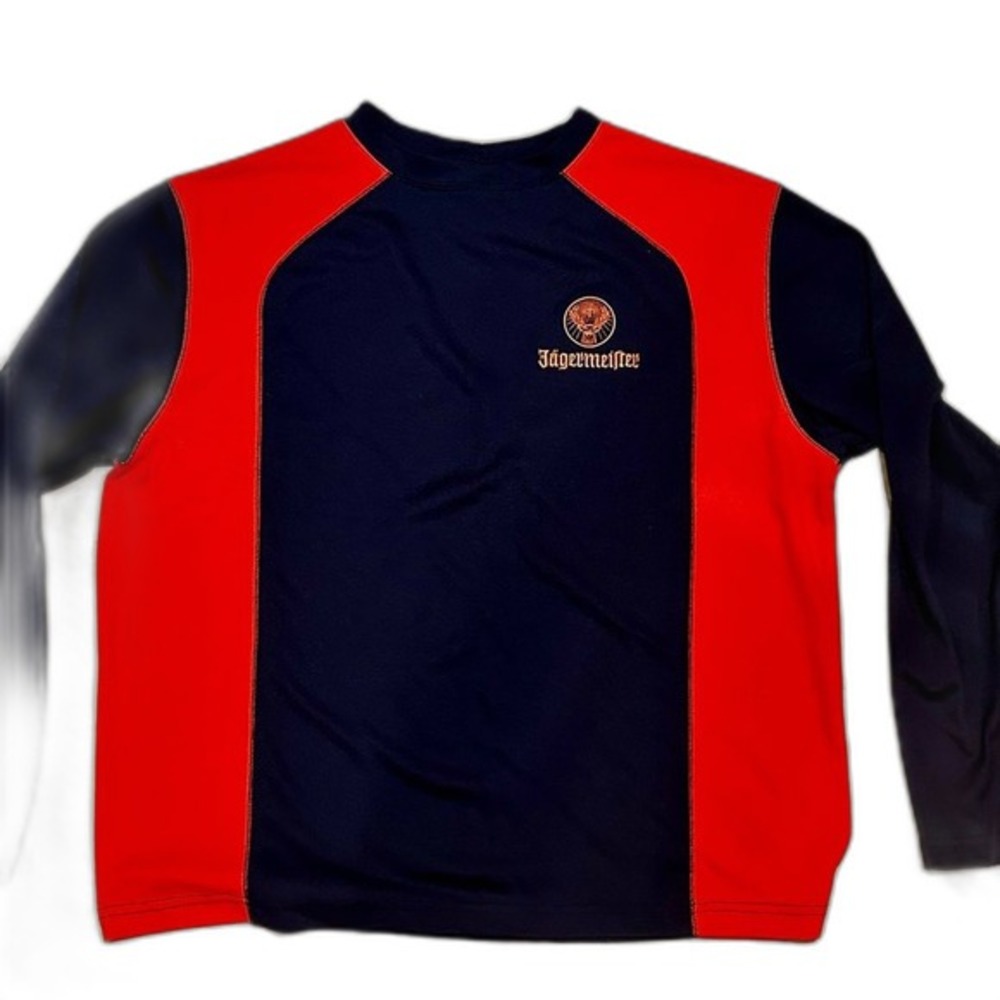 Jagermeister baseball‎ long sleeve polyester sport shirt men's black large RARE!